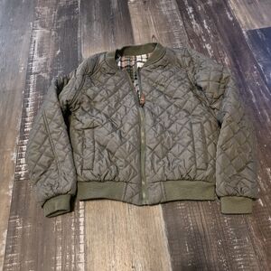 Kids Quilted Jacket - Olive Green